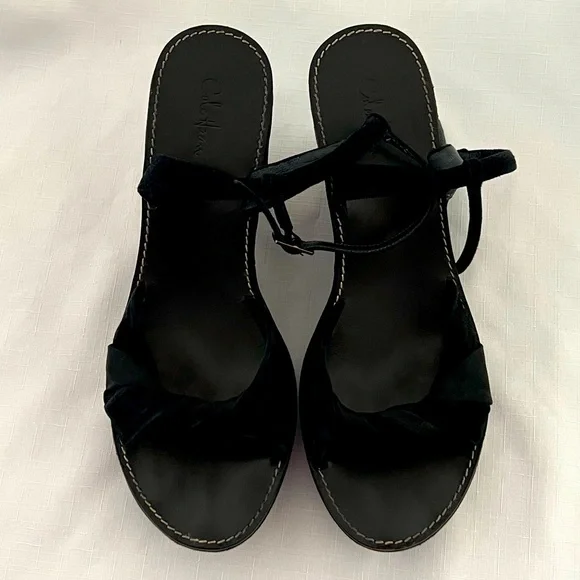 Cole Haan / Nike Air / Satin & Leather Black Wedge / πHPπ - Picture 12 of 12